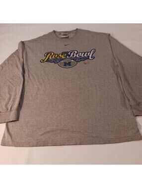 Vintage Nike 2004 Rose Bowl Men's Gray T-Shirt Long Sleeve Size XL